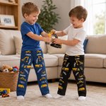 Personalised Multicolour Construction Lorry Excavator Forklift Soft Pyjama Bottoms with Name Daily Wear Birthday Gift for Boys Kids 4