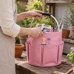 Personalised Cartoon Character Birth Flower Waterproof Gardening Tool Bag with Name Retirement Birthday Gift for Mother Gardening Lovers