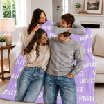 Personalized Oil Painting Style Couple Photo Soft Throw Blanket with Name Anniversary Birthday Gift for Couple Girlfriend Boyfriend
