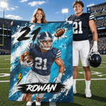 Personalized Graffiti Oil Painting Style Photo Soft Throw Blanket with Name Football Club Birthday Gift for Football Player