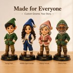 Figurine personnalisée de Noël représentant le Père Noël et un lutin, imprimée en 3D à partir d'une photo, avec inscription et socle en bois – Décoration festive et cadeau de Noël pour la famille et l