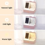 Personalized Birth Flower Bouquet Multi-Compartment Jewellery Box with LED Makeup Mirror Travel Essential Birthday Gift for Women