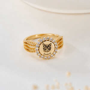 Anillo de plata de ley personalizado con foto de mascota: delicada joya con nombre, recuerdo tras la pérdida de una mascota, regalo para propietarios de mascotas y padres