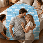 Personalized Oil Painting Style Couple Photo Soft Throw Blanket with Name Anniversary Birthday Gift for Couple Girlfriend Boyfriend