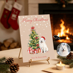 Personalized Snowflake Merry Christmas Watercolor Pet Photo Greeting Card with Title and Text Christmas Gift for Family Friends Pet Lovers