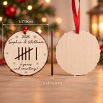 Personalized Tally Mark Anniversary Counting Wooden Ornament with Name and Year Christmas Gift for Couple Wife Husband