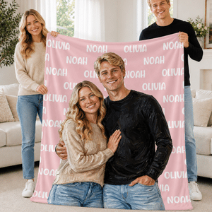 Personalized Oil Painting Style Couple Photo Soft Throw Blanket with Name Anniversary Birthday Gift for Couple Girlfriend Boyfriend