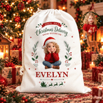 Personalized 3D-Effect Artwork Cartoon Character Photo Drawstring Christmas Gift Bag with Name Christmas Party Gift for Boys Girls