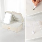 Personalized Birth Flower Bouquet Multi-Compartment Jewellery Box with LED Makeup Mirror Travel Essential Birthday Gift for Women