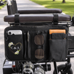 Sac de rangement latéral pour fauteuil roulant, personnalisé avec monogramme et motif de marguerites, à multiples poches – Cadeau d'anniversaire pour les utilisateurs de fauteuils roulants, les patien