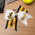 Personalised Softball Team Logo Sparkly Rhinestone Striped Hair Bow with Name Game Day Birthday Sports Gift for Girls Cheerleaders