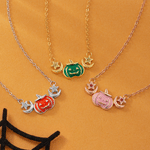 Collana personalizzata in argento sterling a tema Halloween con zucca e pietra natale: gioiello delicato da indossare tutti i giorni, ideale come regalo di compleanno o per Halloween per le amiche
