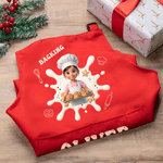 Personalized 3D-Style Art Photo Adjustable Kid Apron Chef Hat Set with Name and Text Baking Birthday Gift for Boys Girls
