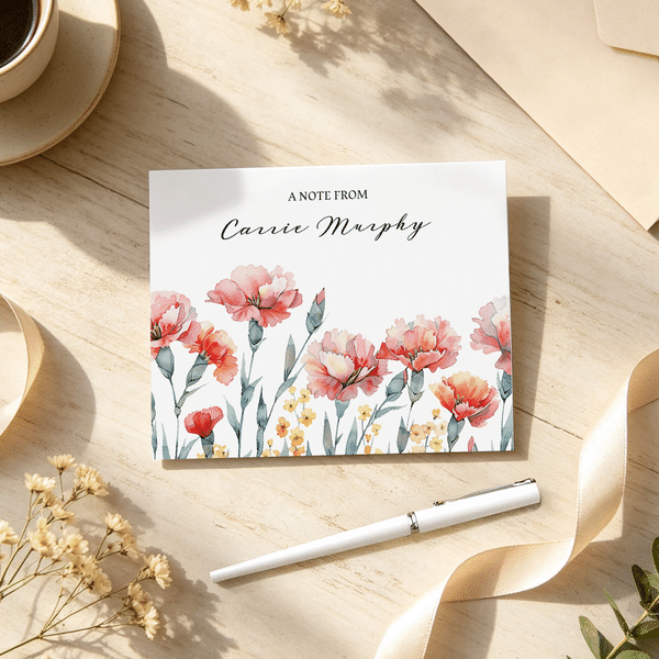 Personalised Birth Flower Foldable Note Card with Name and Envelope Set of 20 Daily Use Stationery‍ Birthday Gift for Her