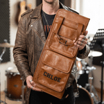 Personalised Drumming Pattern Multi Pockets PU Leather Drumstick Holder Bag with Name and Initial Concert Birthday Gift for Drummers Musicians