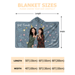 Personalized Besties Friends Sisters Forever Photo Soft Throw Hooded Blanket with Name and Year Anniversary Birthday Gift for Best Friends