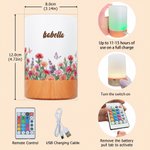 Personalized Birth Flower Dimmable Touch LED Night Light with Name and Remote Control Home Decor Birthday Gift for Family Mom