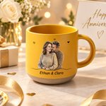 Personalized 1-60 Anniversary Counting Photo 12 oz Ceramic Mug with Names and Text Daily Use Anniversary Gift for Couple