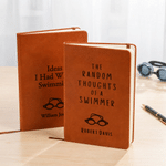 Personalized Swimming Theme A5 PU Leather Notebook with Name Daily Use Swimming Club Birthday Gift for Swimmer Swimming Enthusiast