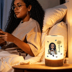 Personalized Cartoon Character Dimmable Touch Control Rechargeable Night Light with Name and Birth Flower Bedroom Decor Birthday Gift for Book Lover
