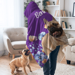 Personalised Multicolour Pet Photo Birth Flower Soft Hooded Blanket with Name Bedroom Decor Birthday Gift for Pet Owners Lovers