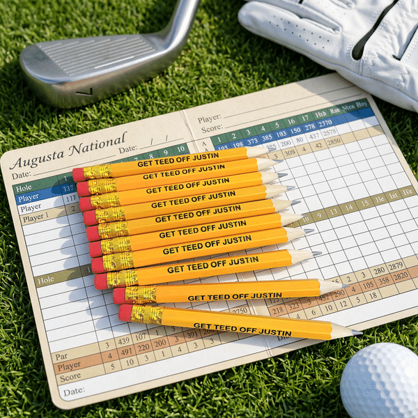 Personalized Engraved Wooden Pencil Set with Text Golf Tool 10 Pcs Wedding Party Birthday Golf Club Gift for Golf Lovers Friends Newlyweds