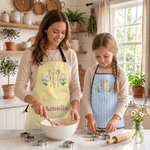 Personalized Birth Flower Cooking Themed Adjustable Adults Kids Apron with Name Kitchen Accessory Christmas Thanksgiving Gift for Cooking Lovers