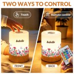 Personalized Birth Flower Dimmable Touch LED Night Light with Name and Remote Control Home Decor Birthday Gift for Family Mom