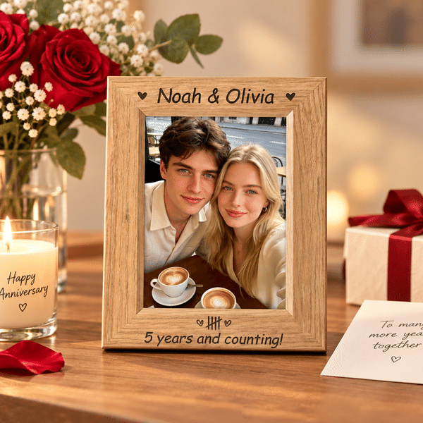 Personalized Tally Marks Photo Wooden Frame with Name and Year Home Decor Birthday Anniversary Gift for Couples