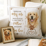 Gepersonaliseerde kussenhoes in aquarelstijl met foto van huisdier en naam – woondecoratie en rouwcadeau bij het overlijden van een huisdier voor huisdiereigenaren en -liefhebbers