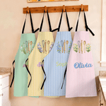 Personalized Birth Flower Cooking Themed Adjustable Adults Kids Apron with Name Kitchen Accessory Christmas Thanksgiving Gift for Cooking Lovers