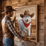 Personalised Cowboy Style Pet Photo Canvas Prints with Name Home Decor Ship from USA Birthday Gift for Pet Owners