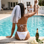 Personalised 3-Piece Embroidered Name Bikini Top Bottom Sarong Set with Adjustible Ties Wedding Hen Party Gift for Bride 7