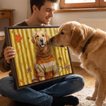 Personalized Autumn Fashion Style Pet Photo Canvas Prints with Name Home Decor Birthday Gift for Pet Owners