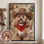Personalised Cowboy Style Pet Photo Canvas Prints with Name Home Decor Ship from USA Birthday Gift for Pet Owners