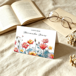 Personalised Birth Flower Foldable Note Card with Name and Envelope Set of 20 Daily Use Stationery‍ Birthday Gift for Her