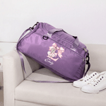 Personalised Ballerina Rabbit Initial Name Travel Duffle Bag with Shoe Compartment and Shoulder Strap Birthday Team Gift for Ballet Lovers