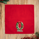 Personalized 3D-Effect Artwork Christmas Initial 100% Cotton Red Napkin with Name Table Decor Christmas Gift for Families Couples Kids