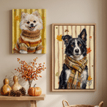 Personalized Autumn Fashion Style Pet Photo Canvas Prints with Name Home Decor Birthday Gift for Pet Owners