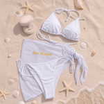 Personalised 3-Piece Embroidered Name Bikini Top Bottom Sarong Set with Adjustible Ties Wedding Hen Party Gift for Bride 3