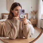 Personalised Mother of Pearl Design Birth Flower Acrylic Magnetic Phone Grip Stand Holder with Name Mobile Phone Accessories Birthday Gift for Women