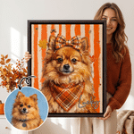 Personalized Autumn Fashion Style Pet Photo Canvas Prints with Name Home Decor Birthday Gift for Pet Owners
