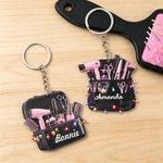 Llavero personalizado con diseño artístico en 3D para peluqueros, con nombre; utensilios de peluquería; bolsa de peluquería; regalo de agradecimiento o de cumpleaños para peluqueros