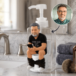 Personalized Funny Photo Dad Hidding In The Bathroom With Phone Pump Soap Dispenser with Name Father's Day Birthday Gift for Dad Husband