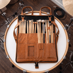 Personalised Drumming Pattern Multi Pockets PU Leather Drumstick Holder Bag with Name and Initial Concert Birthday Gift for Drummers Musicians
