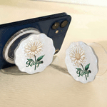 Personalised Mother of Pearl Design Birth Flower Acrylic Magnetic Phone Grip Stand Holder with Name Mobile Phone Accessories Birthday Gift for Women