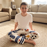 Personalized Cartoon Ball Sports Quilt-Effect Pattern Soft Pajama Pants with Name and Initial Daily Use Birthday Gift for Family Boys Kids