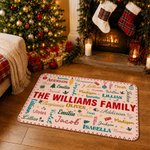 Personalized Christmas Elements Word Cloud Anti-Slip Doormat with Title and Family Member Names Home Decor Christmas Gift for Family Friends