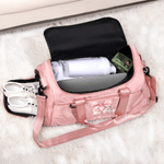 Personalised Ballerina Rabbit Initial Name Travel Duffle Bag with Shoe Compartment and Shoulder Strap Birthday Team Gift for Ballet Lovers