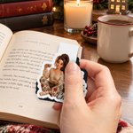 Personalized 3D-Effect Artwork Cartoon Character Birth Flower Magnetic Bookmark Clip with Name Birthday Book Club Gift for Women Book Lovers